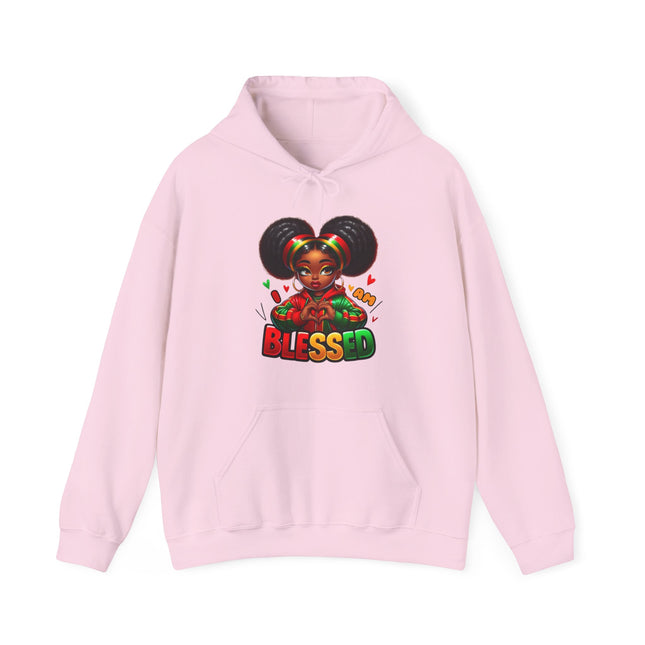 Blessed Afro Girl Hoodie — Cute Rasta-Inspired 'Blessed' Pullover for Black Girls & Teens