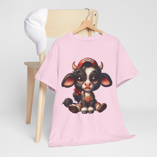 Cute Sitting Cow Tee – Adorable Cartoon Calf Graphic T-Shirt