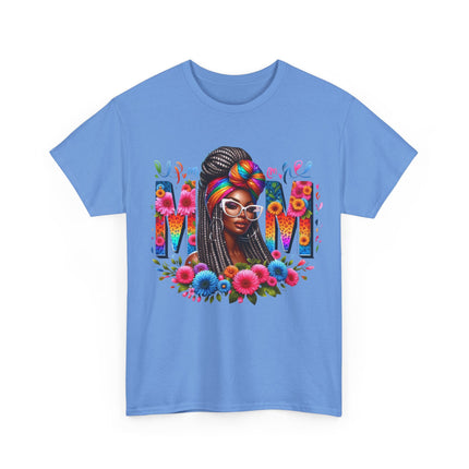 Afrocentric Floral MOM Graphic Tee | Motherhood Pride, Colorful Portrait