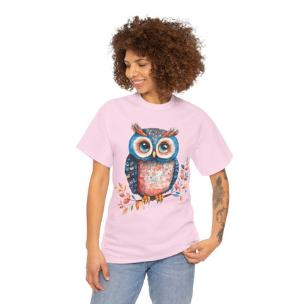 Boho Owl Watercolor T-Shirt Cute Forest Bird Graphic Fall Leaves Nature Art Unisex Tee Rustic Woodland Shirt Gift Ideas!