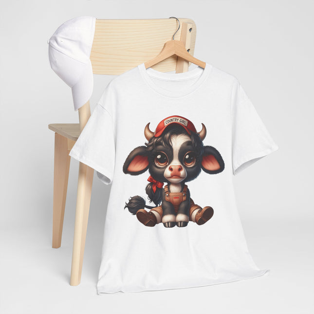Cute Sitting Cow Tee – Adorable Cartoon Calf Graphic T-Shirt
