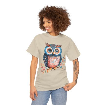 Boho Owl Watercolor T-Shirt Cute Forest Bird Graphic Fall Leaves Nature Art Unisex Tee Rustic Woodland Shirt Gift Ideas!