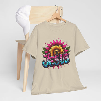 Jesus Floral Sunflower T-Shirt — Colorful Faith Graphic Tee