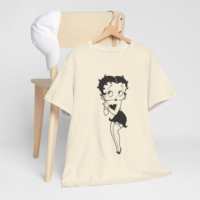 Retro Cartoon Character Graphic Tee - Classic Pin-Up Silhouette