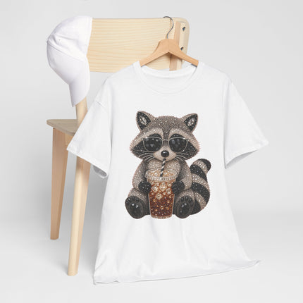 Cute Raccoon Holding Coffee T-Shirt — Cozy Animal Lover Tee