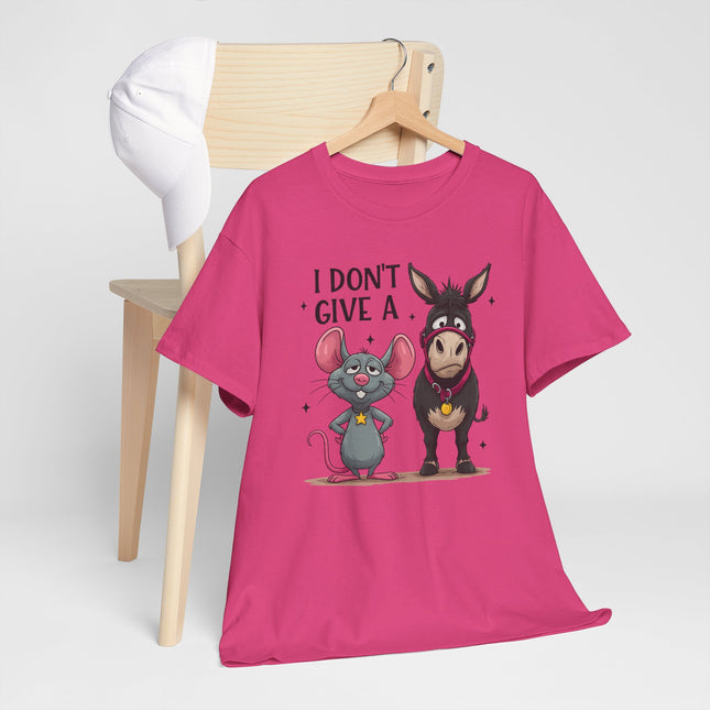 T-Shirt — “I Don’t Give A…” Funny Donkey & Mouse Graphic Tee