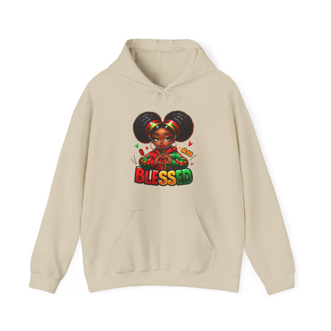 Blessed Afro Girl Hoodie — Cute Rasta-Inspired 'Blessed' Pullover for Black Girls & Teens