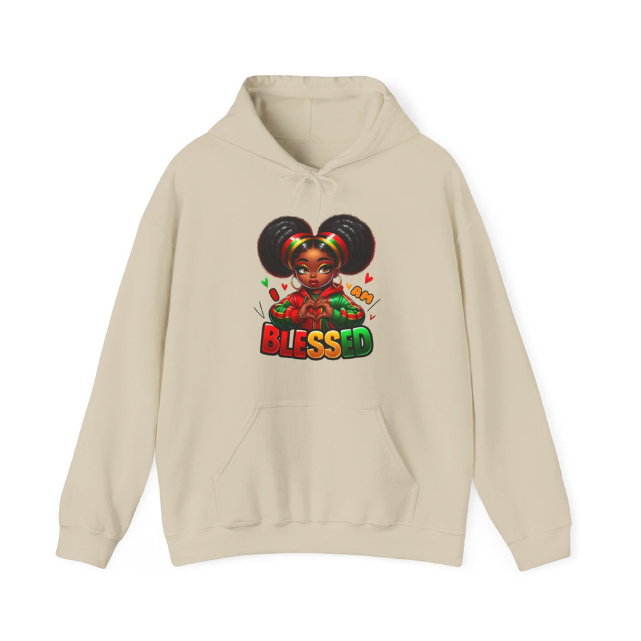 Blessed Afro Girl Hoodie — Cute Rasta-Inspired 'Blessed' Pullover for Black Girls & Teens