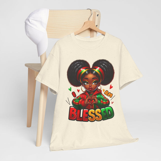 Blessed Girl Graphic Tee — Afro Puffs Rasta Colors