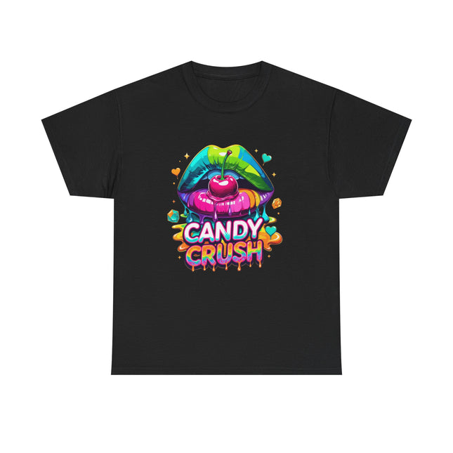 T-Shirt — Candy Crush Colorful Lip & Cherry Graphic Tee