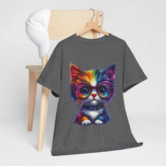 Colorful Glasses Kitten T-Shirt — Cute Rainbow Cat Graphic Tee