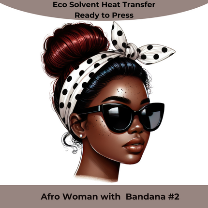 Afro Woman with Bandana #2 digital art by Style Junction Custom Digital Designs, exclusive ready to press PNG design.