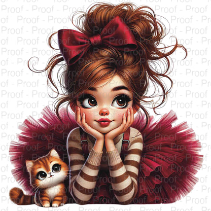 Dreamy Girl and Her Kitten Collection-15-DTF Transfers for Garments – Stunning Apparel Designs for All Fabrics DTF Prints Style-Junction Custom Designs & Prints