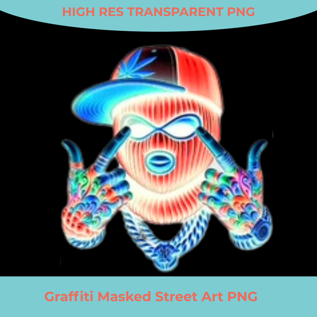 Graffiti Masked Street Art PNG featuring neon tattooed hands and bold cap by Style Junction Custom Digital Designs.