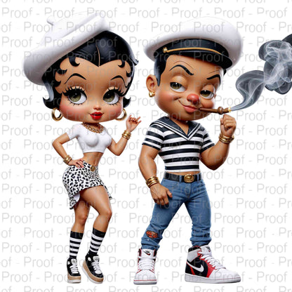 Old School Popeye and His Girl-Exclusive Image Vault Collection-4 Digital Files Digital File Style-Junction Custom Designs & Prints