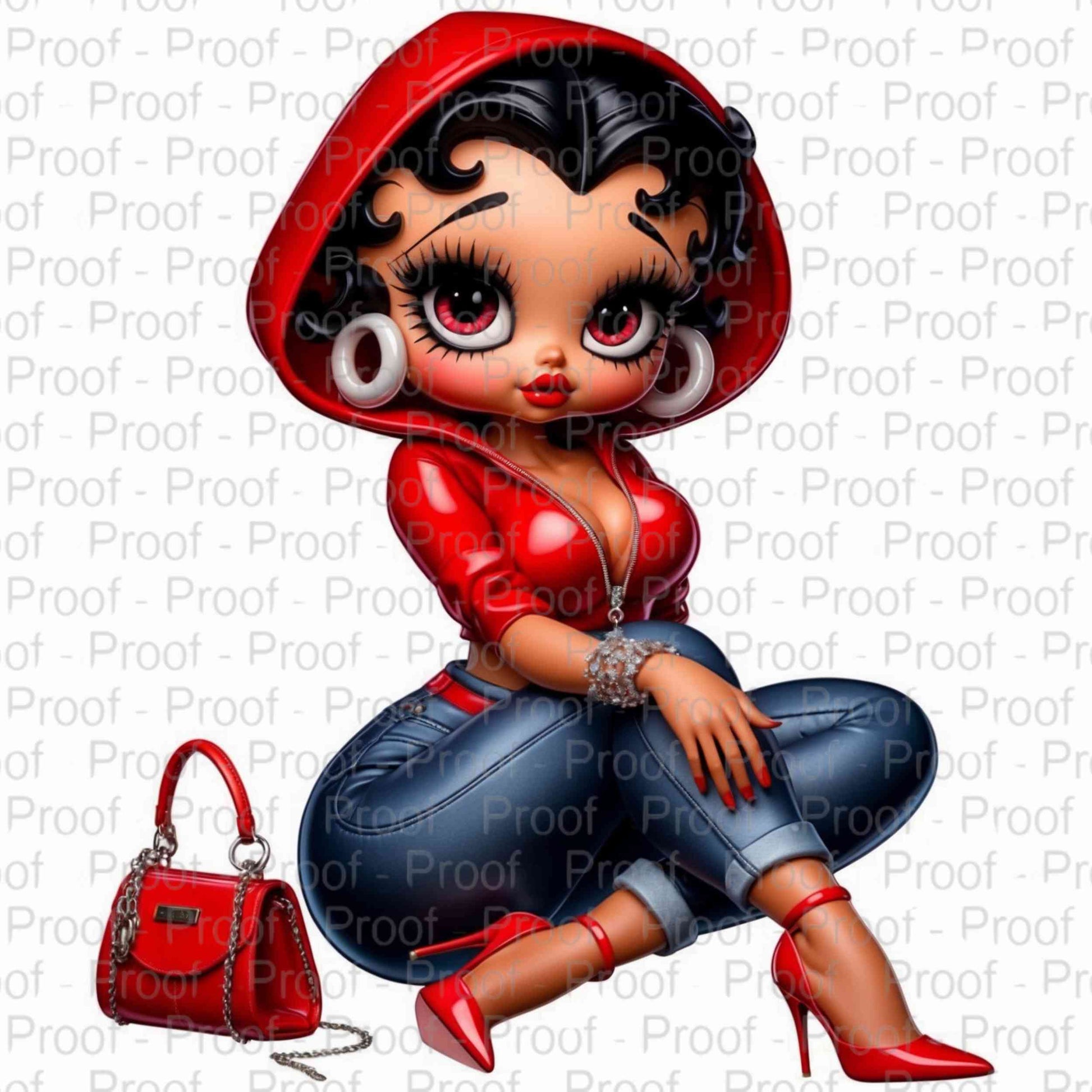 Stylish Urban Doll in Red-Exclusive Image Vault Collection-4 Digital Files Digital File Style-Junction Custom Designs & Prints