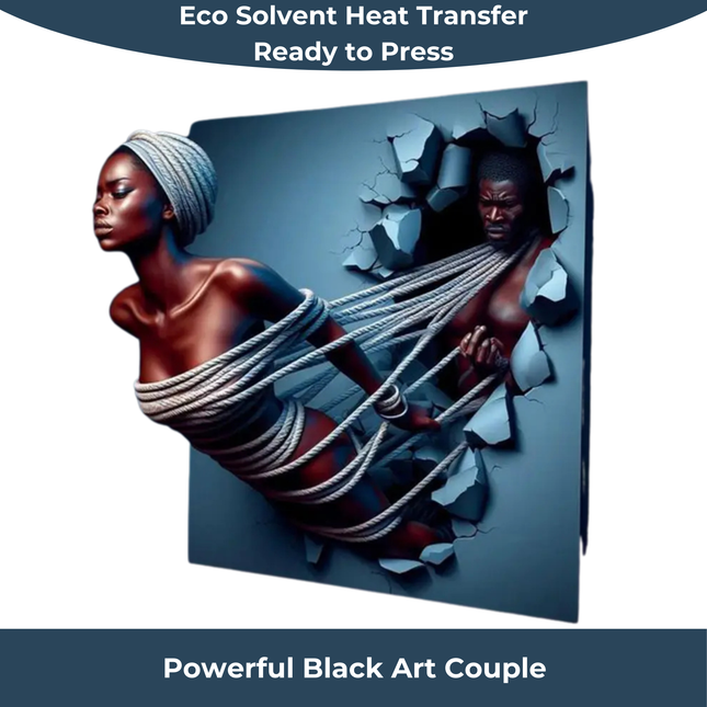 Powerful Black Art Couple Eco Solvent Heat Transfers & Ready to Press