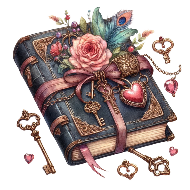 Vintage Rose Key Book – DTF Heat Transfer for Apparel DTF Transfers Style Junction – Custom Digital Designs & Apparel