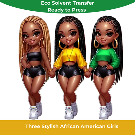 African American Girls Eco Solvent Heat Transfers & Ready to Press