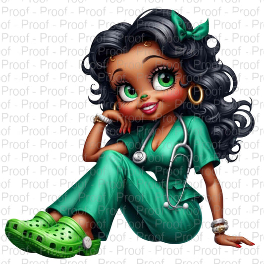 Chic Nurse Doll in Green Scrubs Betty Boop-4 Digital Files Digital File Style-Junction Custom Designs & Prints