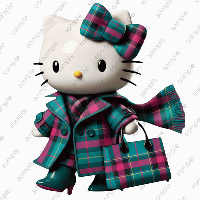 Cute Plaid Kitty PNG Instant Download Stylish Clipart High Resolution Design