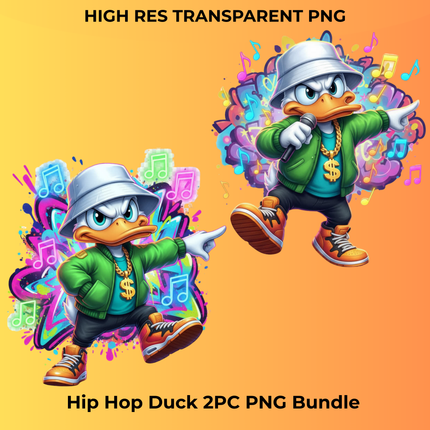Hip Hop Duck 2PC PNG Bundle by Style Junction Custom Digital Designs featuring exclusive, vibrant street style artwork.