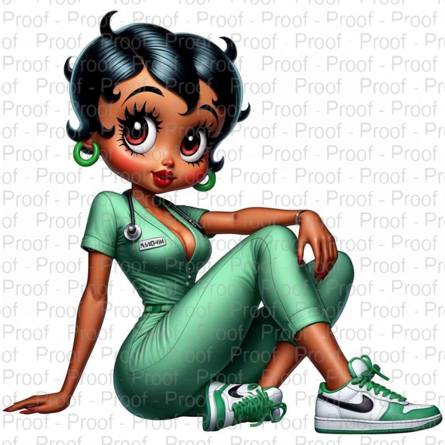 Classic Nurse Doll in Mint Green-Betty Boop-Exclusive Image Vault Collection-4 Digital Files Digital File Style-Junction Custom Designs & Prints