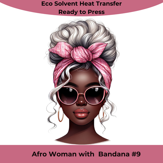 Afro Woman with Bandana #9 featuring bold sunglasses and hoop earrings, a Style Junction Custom Digital Designs exclusive PNG artwork.