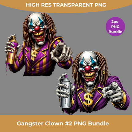 Gangster Purple Clown #2 PNG Bundle by Style Junction Custom Digital Designs, exclusive creative artwork for apparel and crafts.