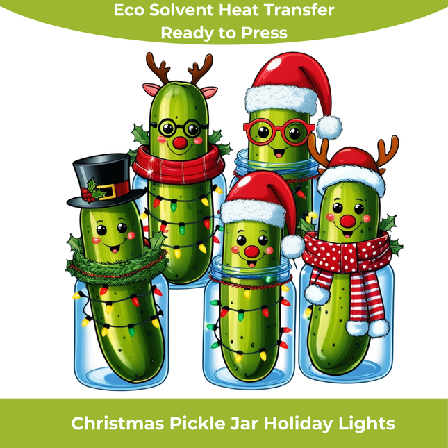 Christmas Pickle Jar Eco Solvent Heat Transfers & Ready to Press