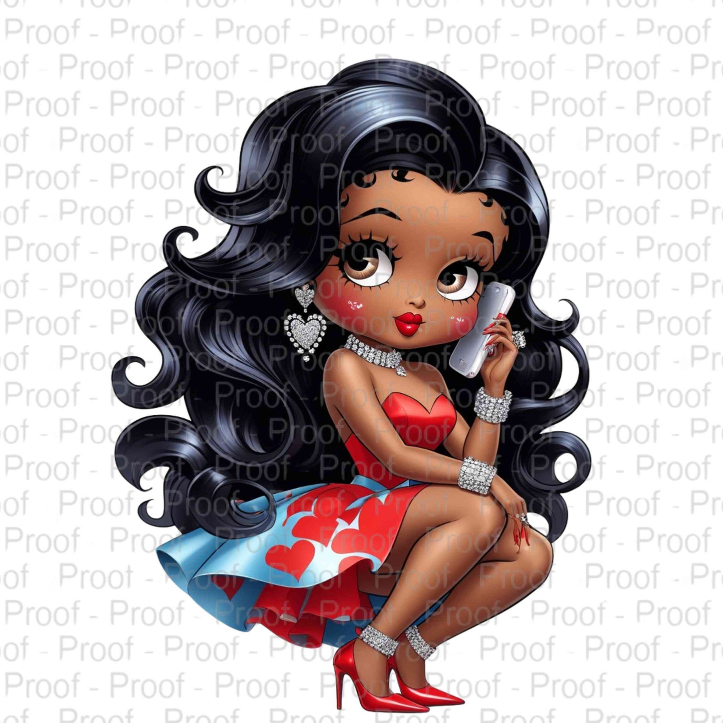 Elegant Betty Boop Red & Blue Glam--Exclusive Image Vault Collection-4 Digital Files Digital File Style-Junction Custom Designs & Prints