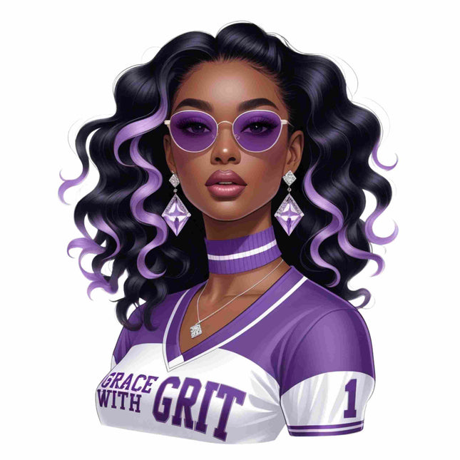 Grace with Grit Purple Fashion Queen – DTF Heat Transfers #1 DTF Transfers Style Junction – Custom Digital Designs & Apparel