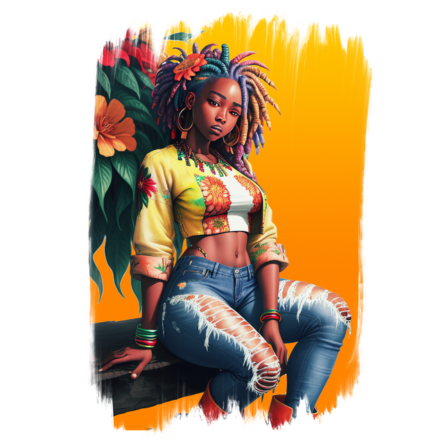 Island Girl with Locs #1 – Eco Solvent Heat Transfers & Ready to Press Eco Solvent Transfers Style Junction – Custom Digital Designs & Apparel