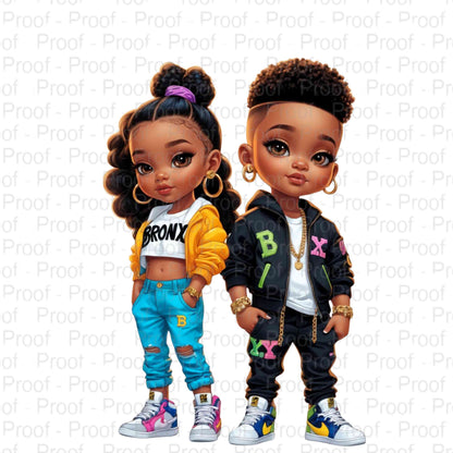 Urban Streetwear Kids Duo - Bold and Stylish in the City-Exclusive Image Vault Collection-4 Digital Files Digital File Style-Junction Custom Designs & Prints