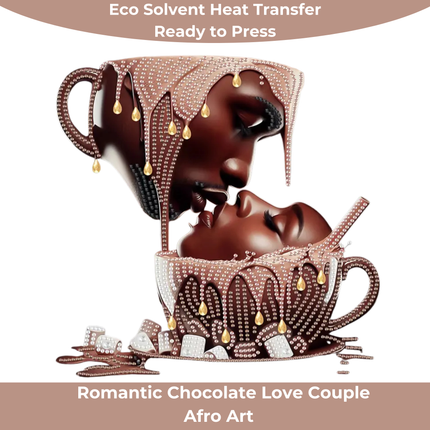 Romantic Chocolate Love Couple Afro Art-Eco Solvent Reay to Press