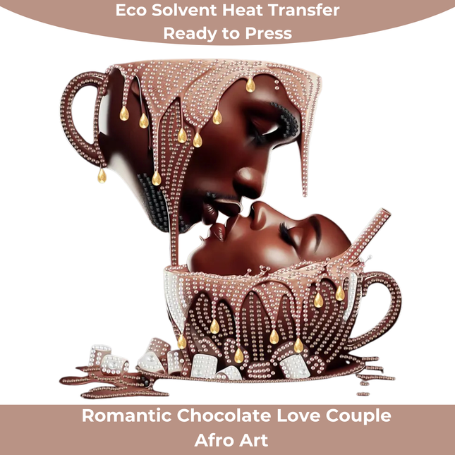 Romantic Chocolate Love Couple Afro Art-Eco Solvent Reay to Press