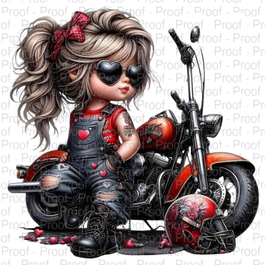 Motorcycle Girl 1-DTF Transfers for Garments – Stunning Apparel Designs for All Fabrics DTF Prints Style-Junction Custom Designs & Prints