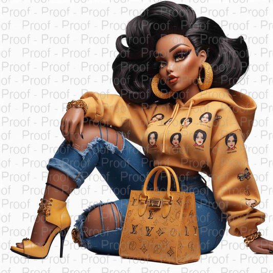 Golden Streetwear Doll-4-DTF Transfers for Garments – Stunning Apparel Designs for All Fabrics DTF Prints Style-Junction Custom Designs & Prints