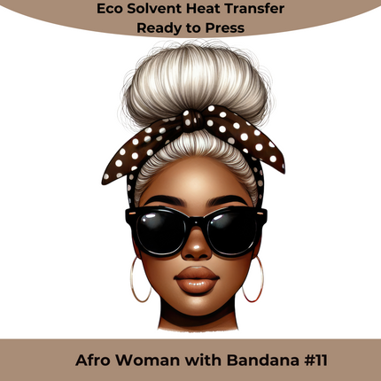 Afro Woman with Bandana #11 Eco Solvent Heat Transfer by Style Junction Custom Digital Designs, exclusive ready to press PNG design.