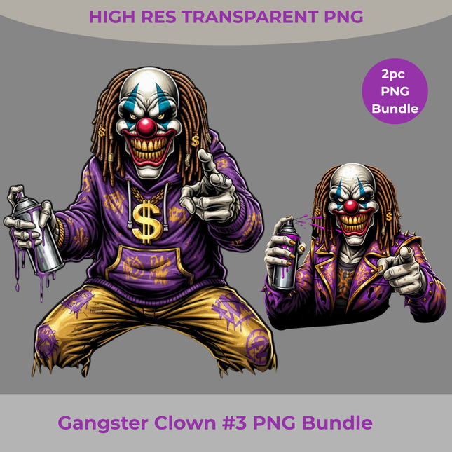 Gangster Clown #3 Paint 2pc PNG Bundle by Style Junction Custom Digital Designs, exclusive bold street-style clown art.