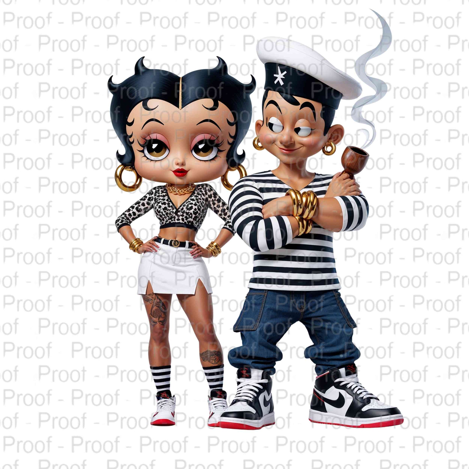 Caucasian Popeye and His Girl--Exclusive Image Vault Collection-4 Digital Files Digital File Style-Junction Custom Designs & Prints