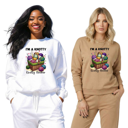 I'm a Knotty Knotty Hooker 9-Piece Bundle for Crafters & DIY – 3 Eco-Solvent + 3 Sublimation Transfers (Ready to Press) + 3 Matching 2” Stickers