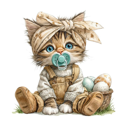 Baby Bunny Kitten 9-Piece Bundle for Crafters & DIY – 3 Eco-Solvent + 3 Sublimation Transfers (Ready to Press) + 3 Matching 2” Stickers