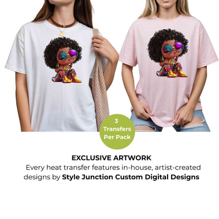 Disco Diva Glow Heat Transfers 3-Pack, Ready to Press, Vibrant Long-Lasting Prints  (Iron-On Transfers Only)