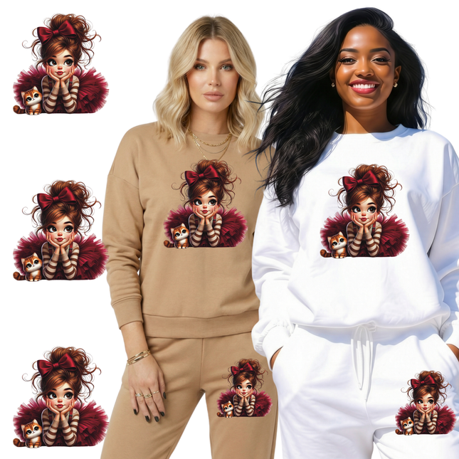 Scarlet Daydream Darling 3 Eco-Solvent Iron-On Heat Transfers + 3 Sublimation Iron-On Heat Transfers, Ready to Press. Bonus: 4 Matching 2-Inch Stickers