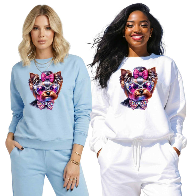 Glam Yorkie DIY Heat Transfer Bundle, 6 Pack Ready-to-Press Transfers for T-Shirts, 3 Eco-Solvent and 3 Sublimation, with 4 Bonus 2-Inch Stickers