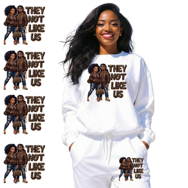 They Not Like Us 3 Eco-Solvent Iron-On Heat Transfers + 3 Sublimation Iron-On Heat Transfers, Ready to Press. Bonus: 4 Matching 2-Inch Stickers