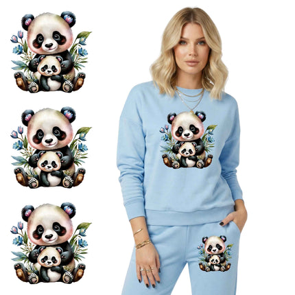 Mama Panda 6-Pack Crafter’s & DIY Bundle – 3 Eco-Solvent + 3 Sublimation Ready-to-Press Iron-On Heat Transfers for T-Shirts, Tote Bags & More, + Bonus 4 Matching 2-Inch Stickers