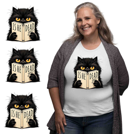 Is He _ead Yet? Cat 6-Pack Crafter’s & DIY Bundle – 3 Eco-Solvent Iron-On Heat Transfers + 3 Sublimation Iron-On Heat Transfers, Ready to Press. Bonus: 4 Matching 2-Inch Stickers