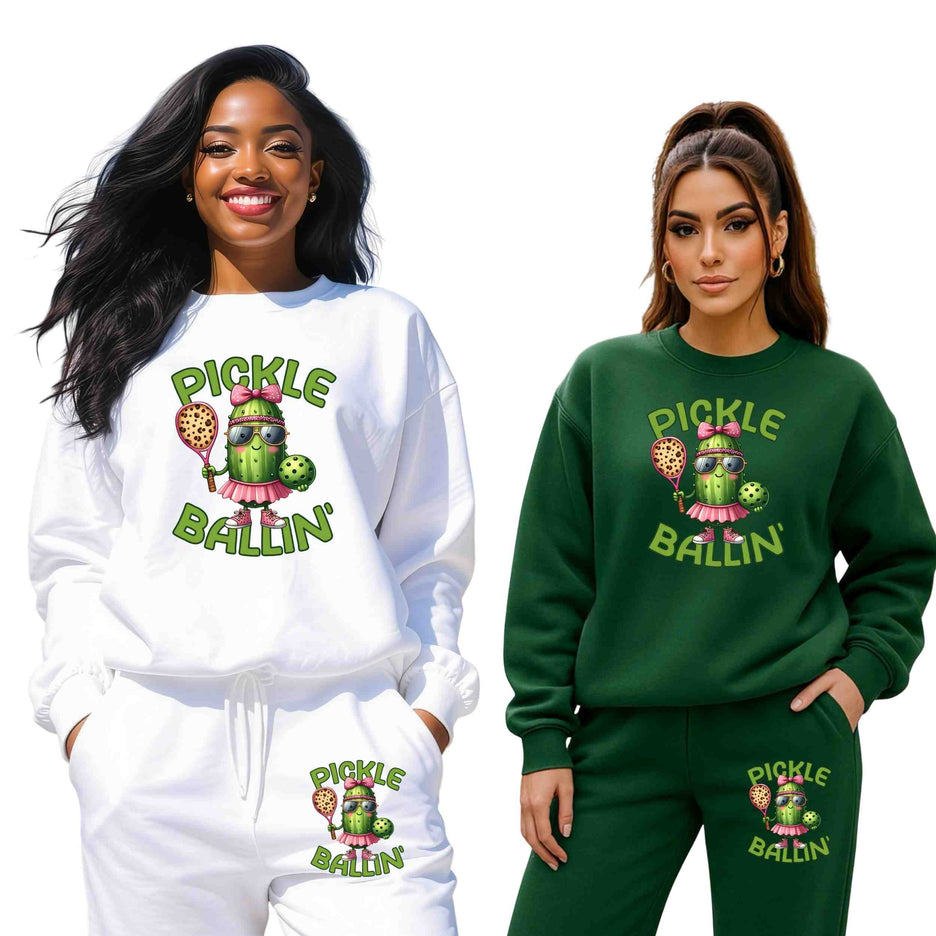 Pickle Ballin 6-Pack Crafter’s & DIY Bundle – 3 Eco-Solvent + 3 Sublimation Iron-On Heat Transfers, Ready to Press, for T-Shirts & More. Bonus: Matching 2” inch Stickers.